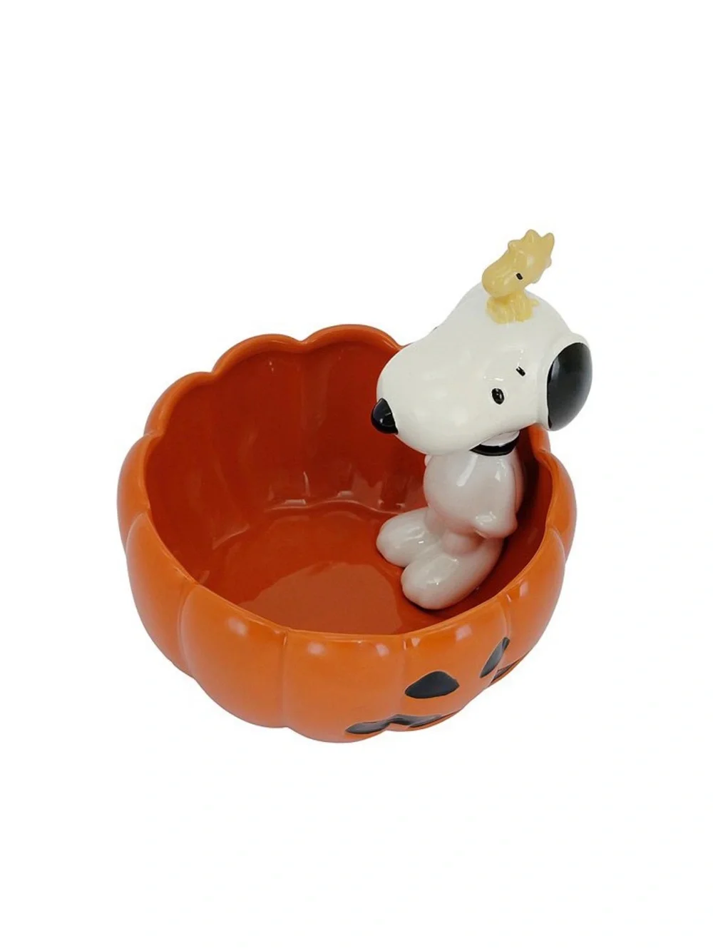 NWT- Peanuts- Snoopy & Woodstock- Large Jack-o-lantern Pumpkin Candy Bowl